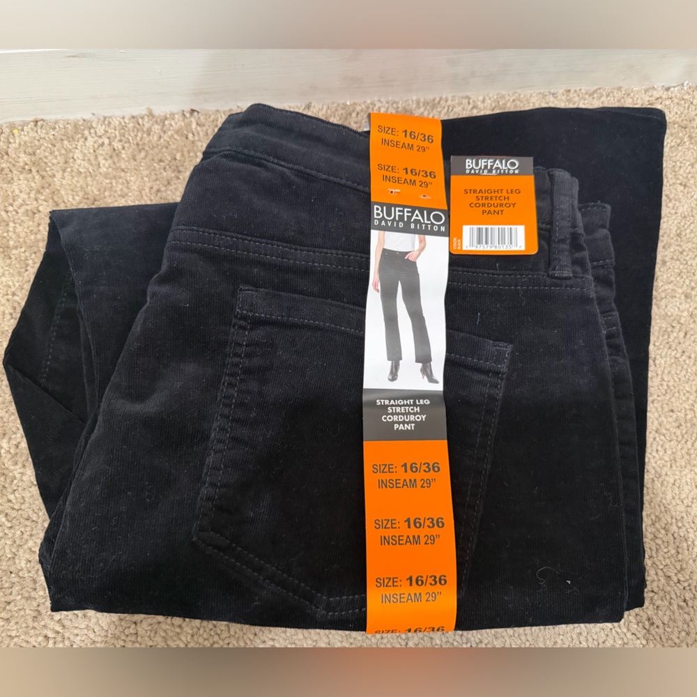 “New” Buffalo David Bitton Dark Corduroy Pants size16/36